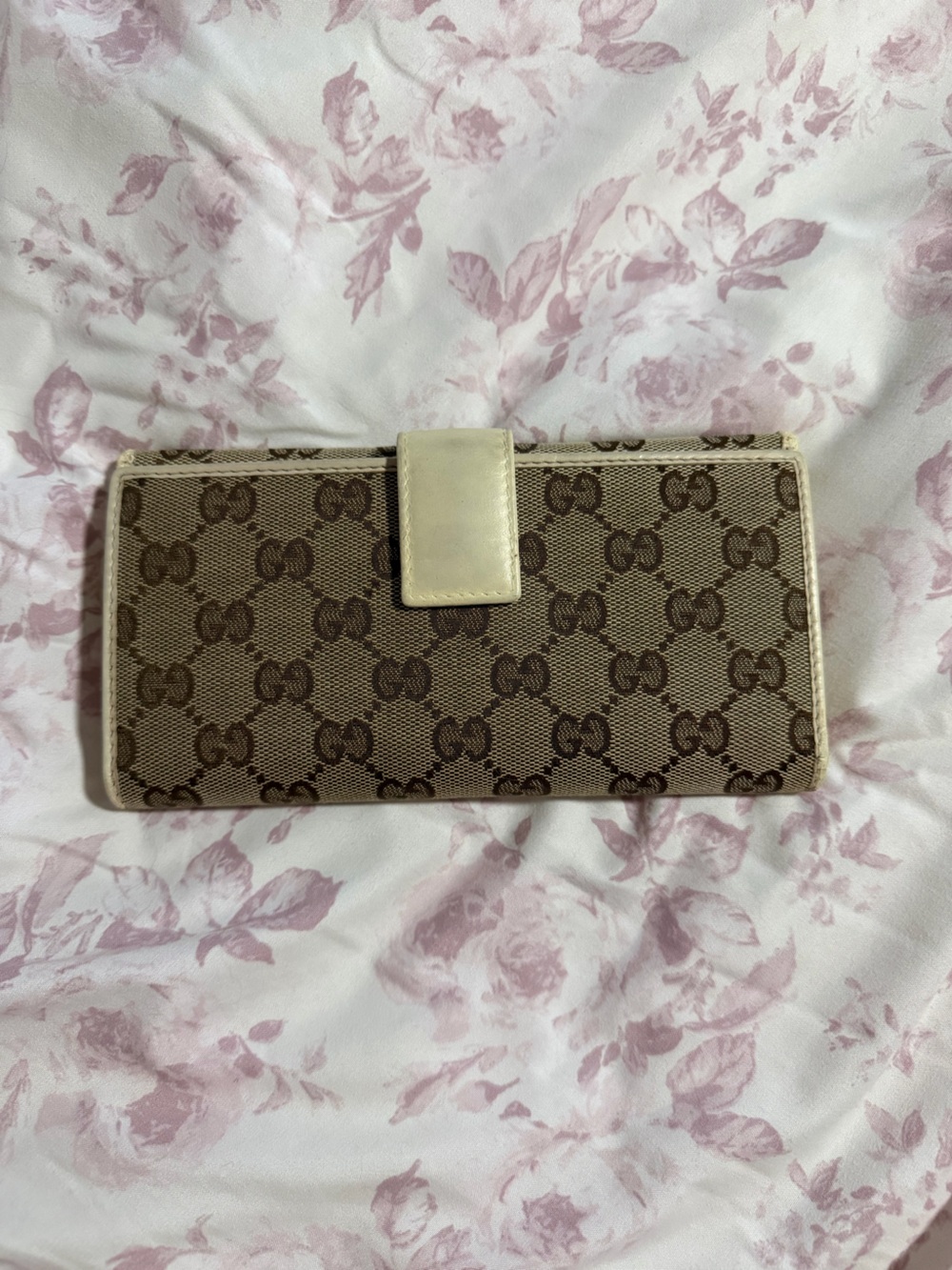 Gucci GG Supreme Canvas Long Wallet Beige and White - Picture 2 of 6